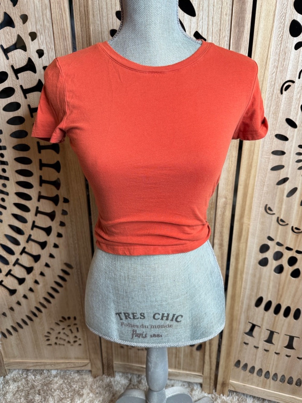 Cropped Short-Sleeve Tee in Vibrant Orange